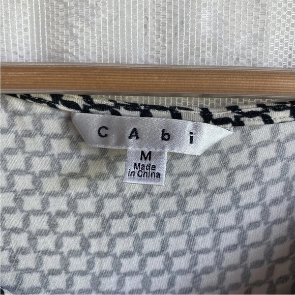 CAbi Monroe Stretch Cowl Neck Black Cream Print Dress Womens Medium M Style #614 - Picture 3 of 7